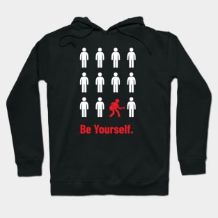 Be Yourself Guitarist Stickman Silhouette Dark Theme Hoodie